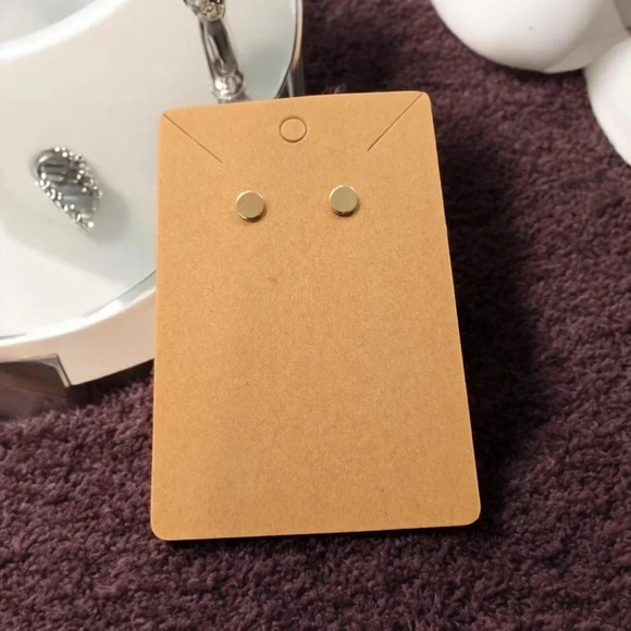 2 LEFT! Gold Plated Circle Stud Earrings - Picture 1 of 2